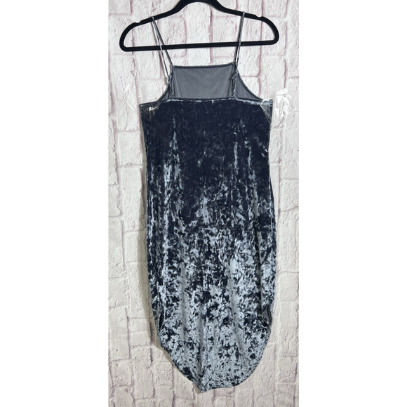 T.D.C Strappy Whimsy Goth Crushed Velvet Gray Slip Dress Halter Neck Size M - Picture 2 of 7
